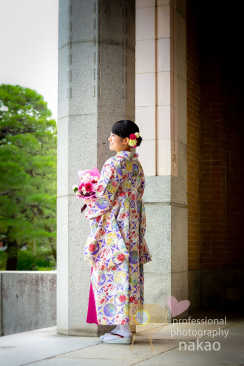 京都大学卒業写真 on location 時計台記念館玄関にて JROSSのお着物